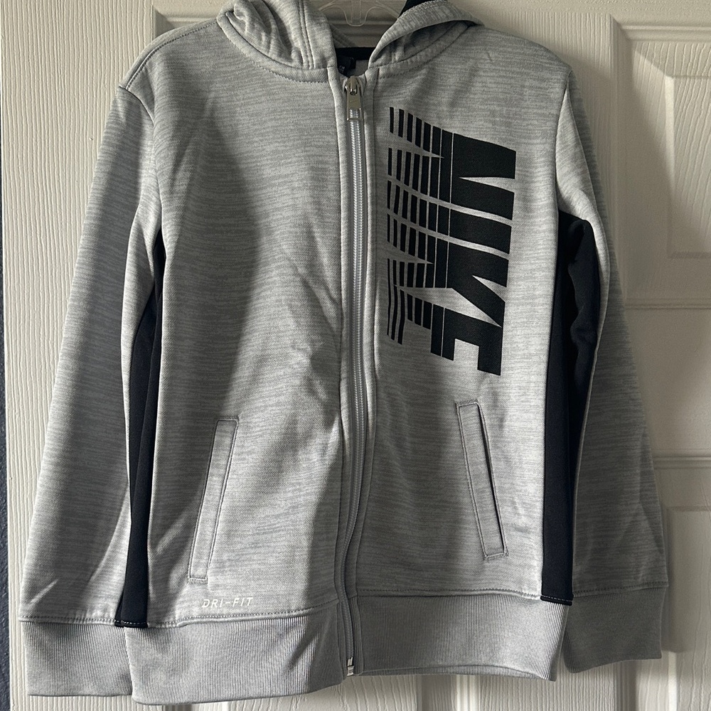 Nike Heather Gray and Black Full-Zip Hoodie